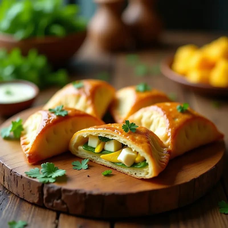 Empanadas de Mango Verde y Queso Paneer: Aperitivo Indo-Caribeno Crujiente en 20 Minutos