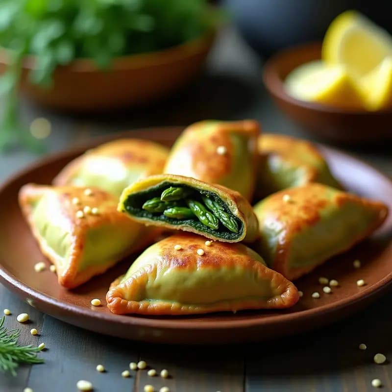 Empanadas de Masa de Algas con Relleno de Espárragos y Anacardos: Receta Vegana y Keto
