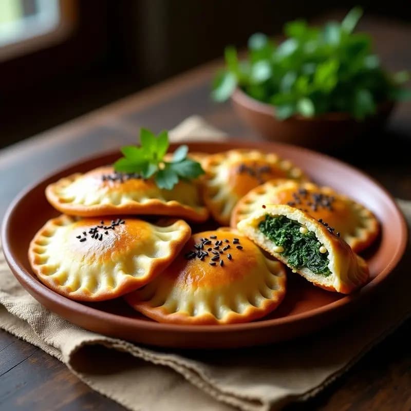 Empanadas de Masa de Almendra con Relleno de Espinacas y Piñones: Receta Árabe Vegana