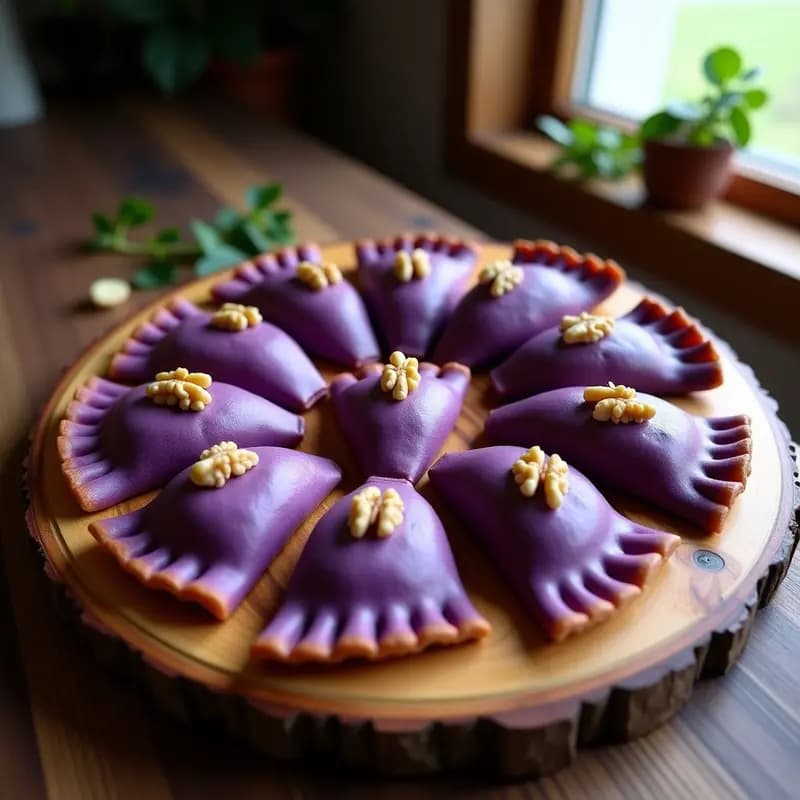 Empanadas de Masa de Camote Morado: Receta Argentina con Relleno de Espinacas y Queso Azul