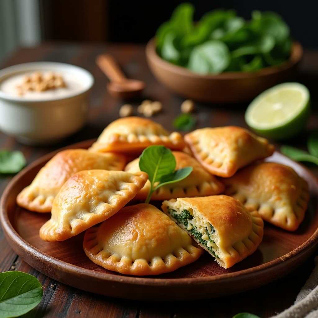 Empanadas de Masa de Ñame y Espinaca con Salsa de Cacahuete: Receta Africana en Airfryer