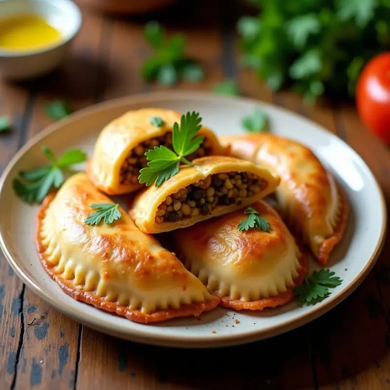 Empanadas de Maseca con Relleno de Picadillo de Berenjena y Aceitunas: Receta Argentina Vegana en Airfryer