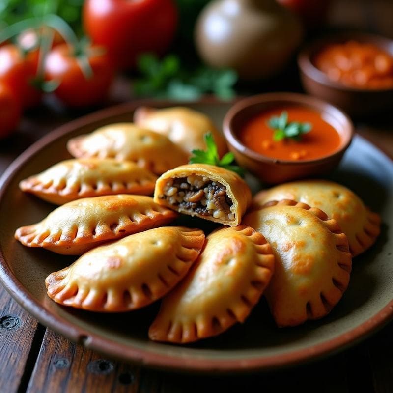 Empanadas de Mijo y Champiñones con Salsa de Achiote: Receta Colombiana en Airfryer