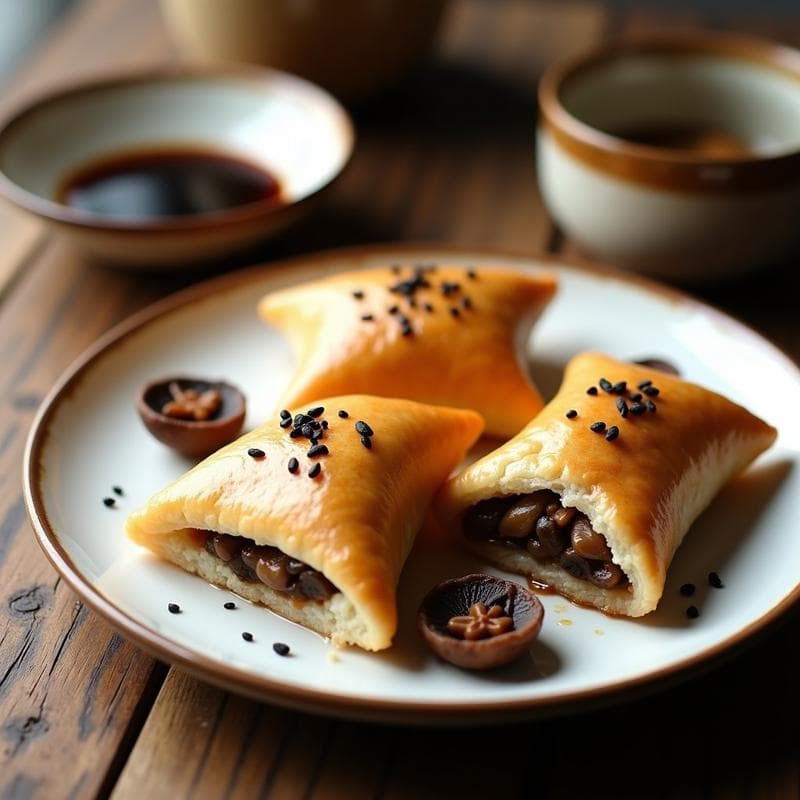 Empanadas de Miso y Champiñones Shitake: Receta Japonesa al Horno con Masa de Arroz
