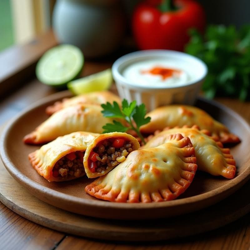 Empanadas de Masa de Ñame Rellena de Carne de Soja Texturizada: Receta Caribeña en Airfryer