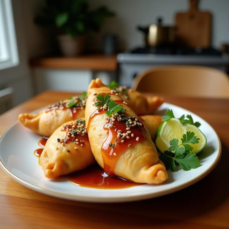Empanadas de Pescado Blanco y Algas Nori con Salsa Teriyaki: Receta en Airfryer Sin Harina