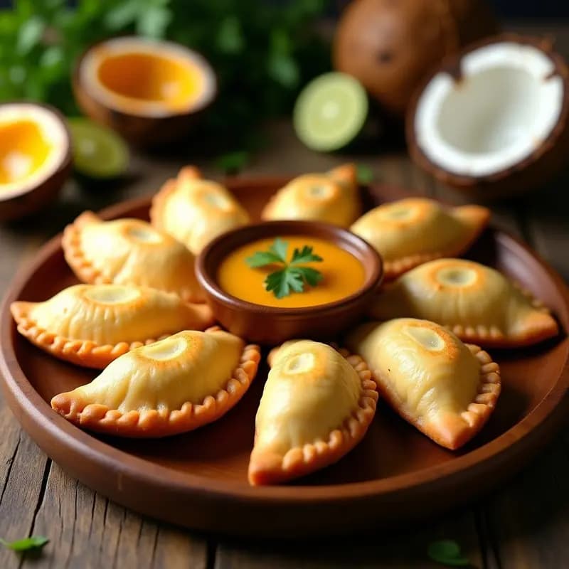 Empanadas de Pescado y Cocotero con Salsa de Maracuyá: Receta Brasileña Crujiente y Sin Horno
