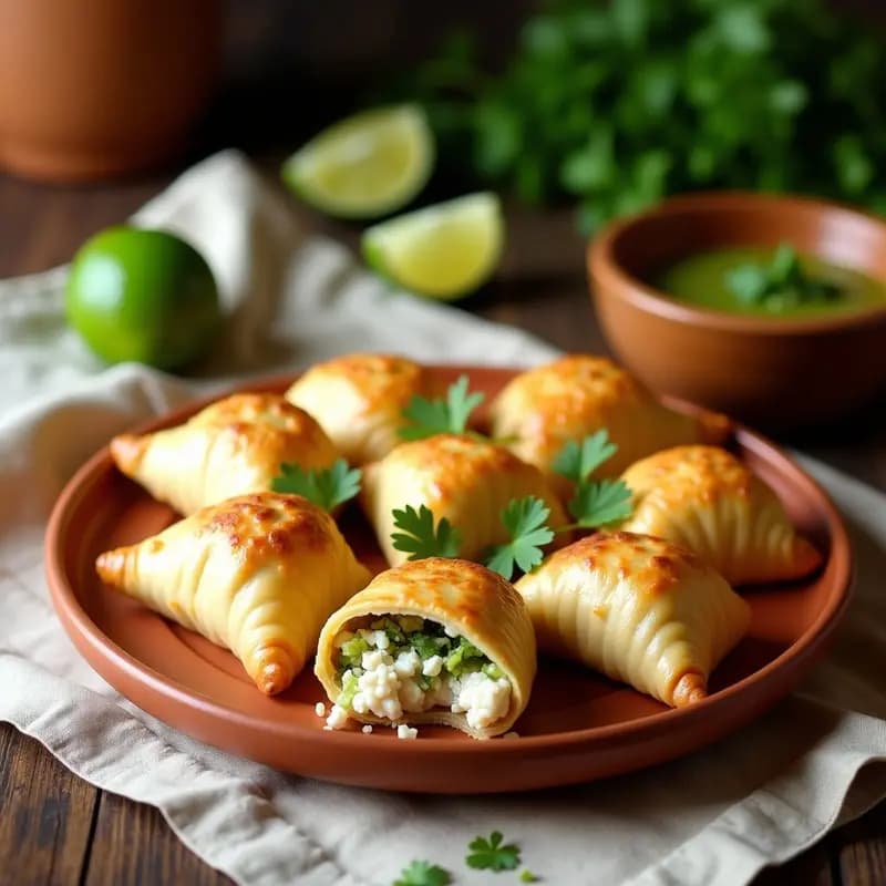 Empanadas de Pescado y Queso Fresco con Salsa de Aji Verde: Receta Chilena en Horno