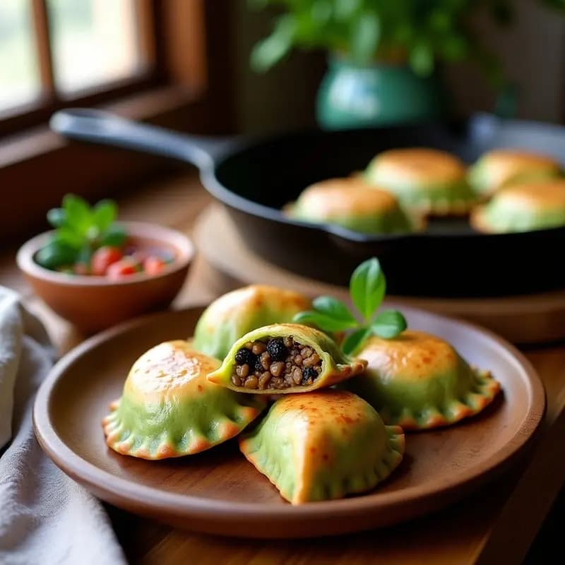 Empanadas de Pino Veganas con Masa de Espinacas: Receta Chilena Sin Horno