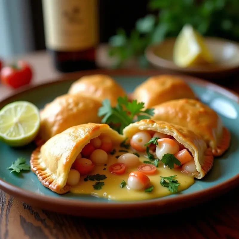 Empanadas de Pisco y Mariscos: Receta Peruana Gourmet con Toque de Limón