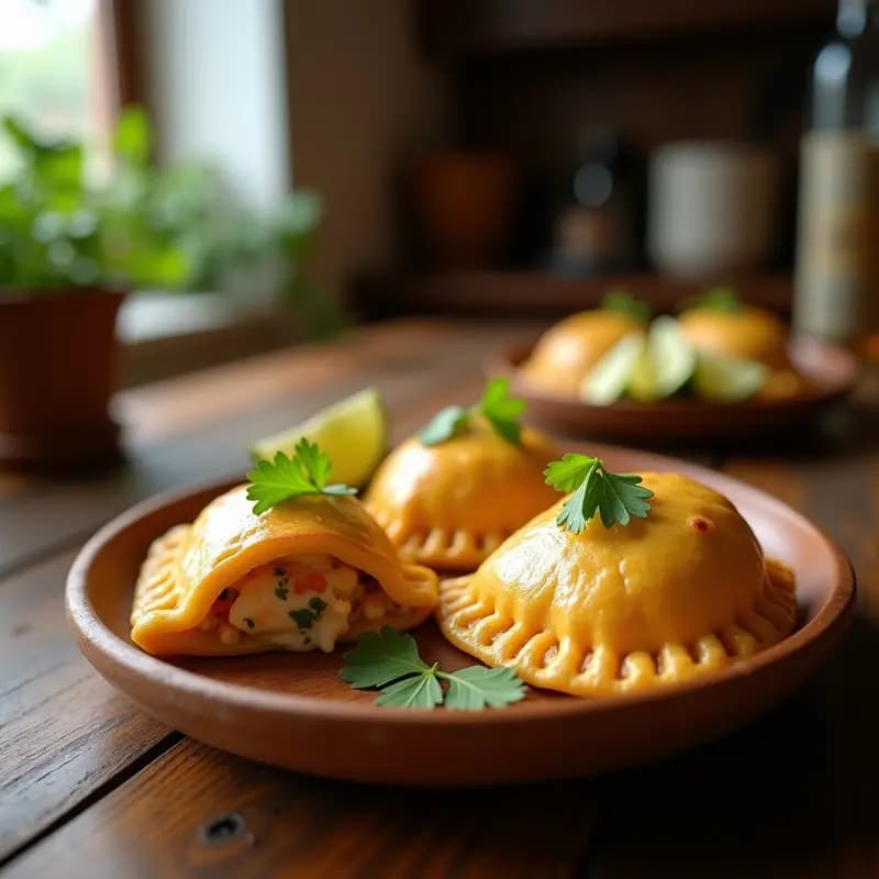 Empanadas de Pisco y Mariscos: Receta Peruana con Masa de Yuca y Relleno Cremoso