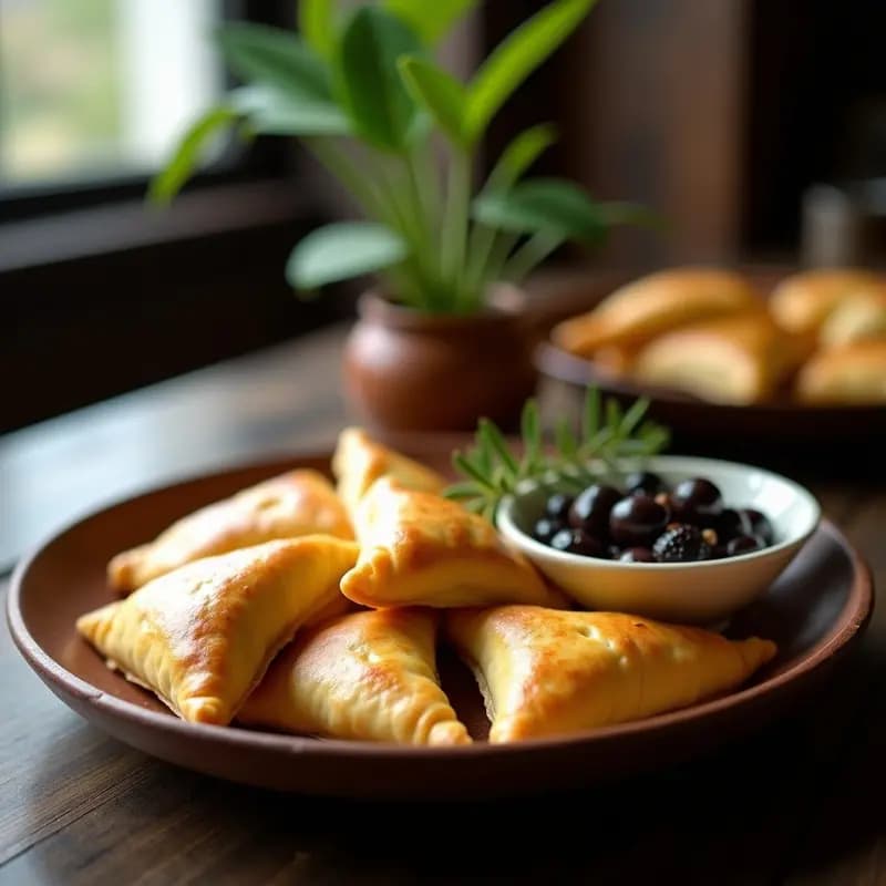 Empanadas de Pisco y Queso fresco con Tapénade de Aceitunas Negas: Aperitivo Peruano Gourmet