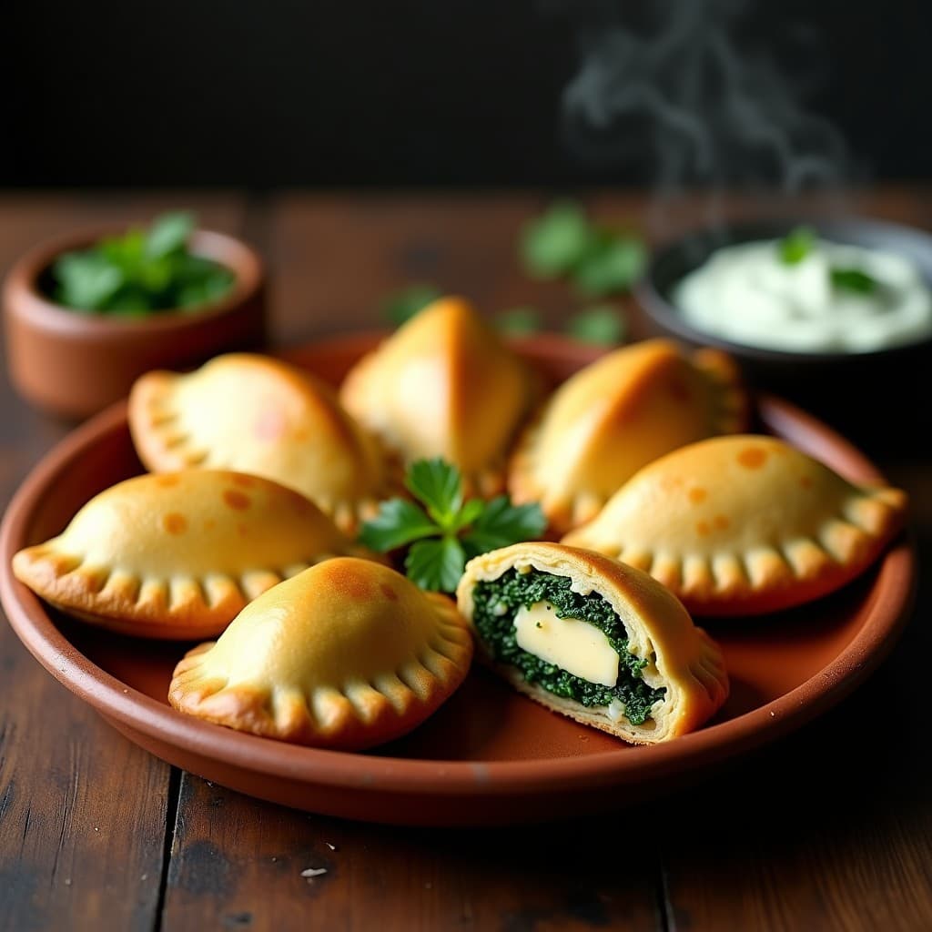 Empanadas de Masa de Plátano Macho con Relleno de Espinacas y Queso Halloumi: Receta Colombiana en Olla Express