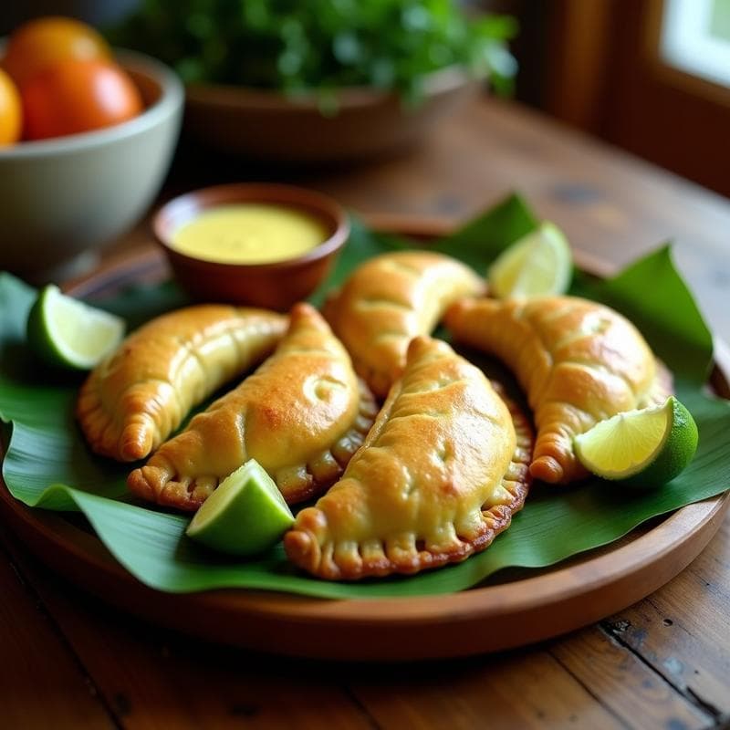 Empanadas de Masa de Plátano Verde Rellenas de Bacalao Desalado: Receta Caribeña en Airfryer