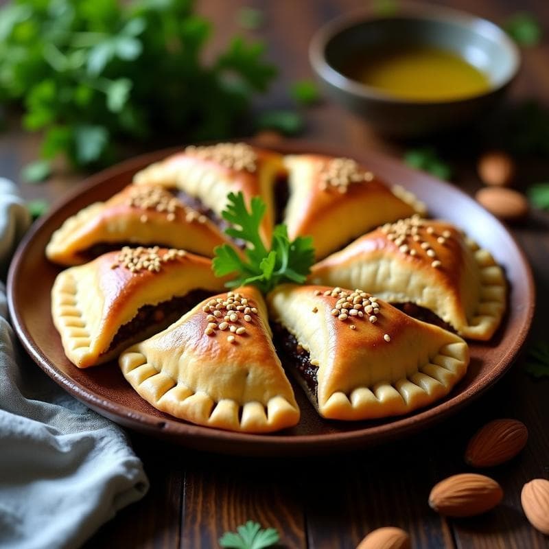 Empanadas de Harina de Teff Rellenas de Berenjena Ahumada y Queso de Almendras: Receta Etiopía Vegana