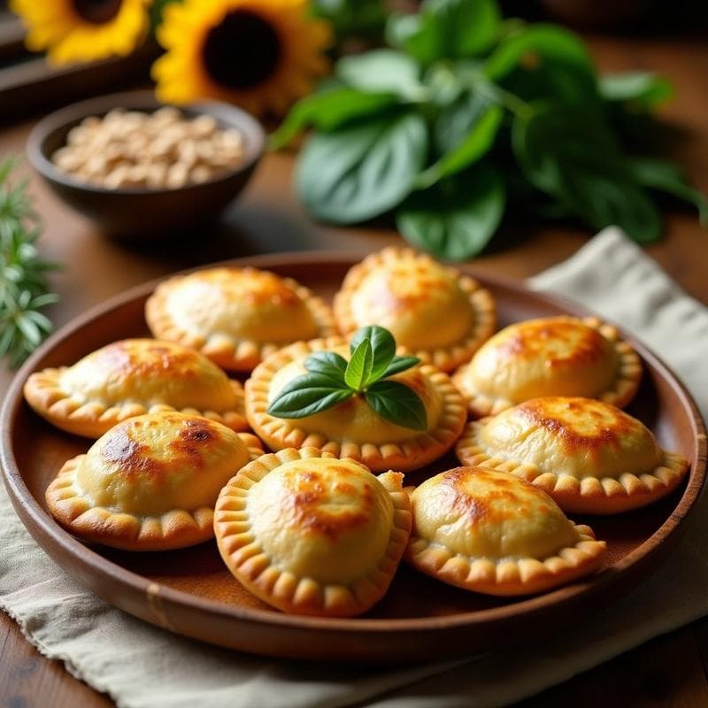 Empanadas de Harina de Teff y Espinacas con Queso de Semillas de Girasol
