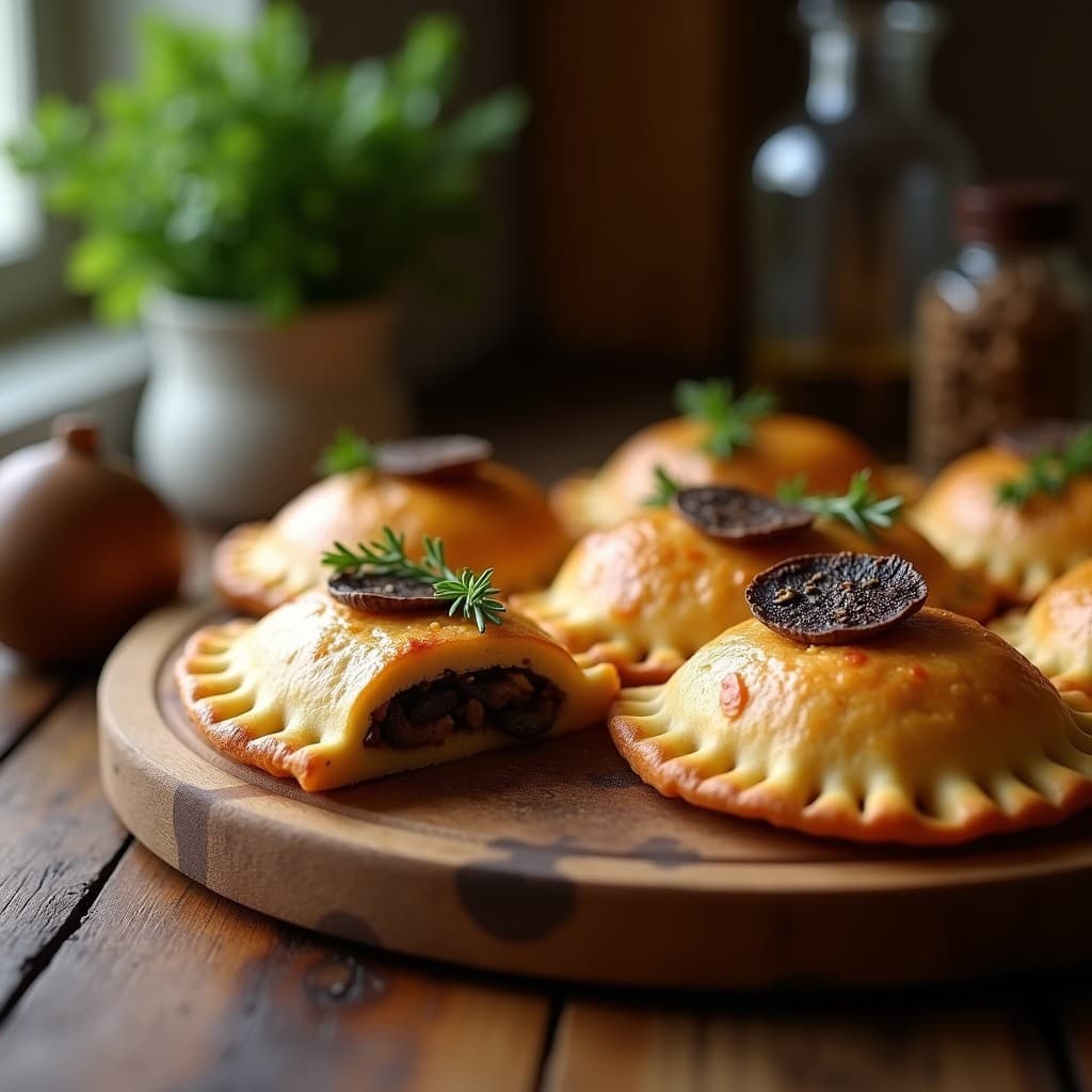 Empanadas de Harina de Teff y Hongos Shitake: Receta Española Sin Gluten en Thermomix con Trufa Negra