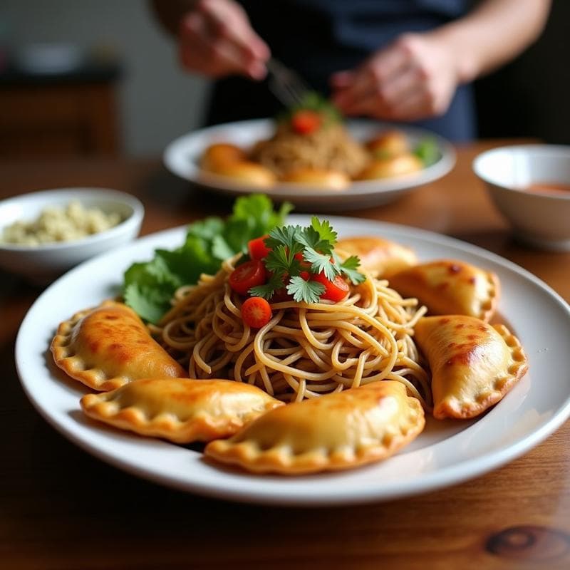 Empanadas de Yakisoba con Pollo y Vegetales: Receta Japonesa en Olla Lenta