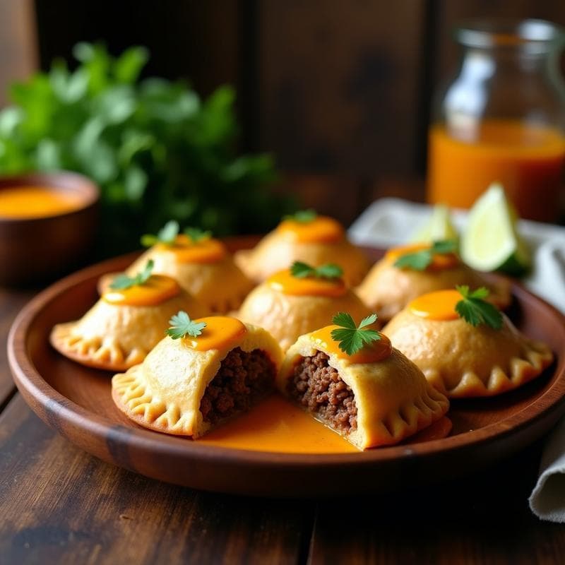 Empanadas de Yuca y Carne de Res Mechada con Salsa de Aji Amarillo: Receta Colombiana