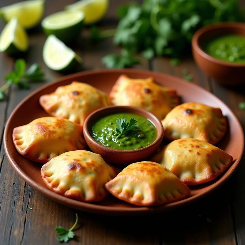 Empanadas de Yuca y Espirulina con Salsa de Cilantro y Lima: Receta Vegana en Airfryer