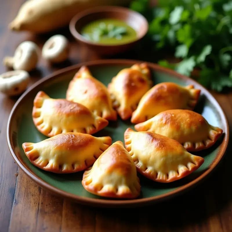 Empanadas de Yuca y Hongos Shiitake: Receta Colombiana Keto con Salsa de Ají