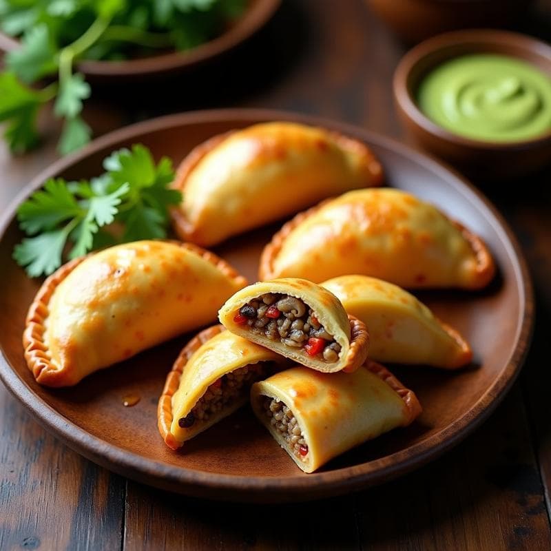 Empanadas de Yuca Rellenas de Hongos Ostra: Receta Colombiana Vegana y Crujiente