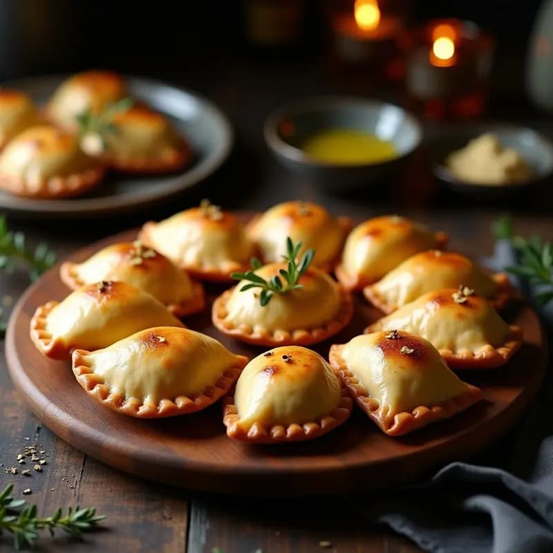 Empanadas de masa de Yuca con relleno de Hongos Porcini y Trufa: Aperitivo Colombiano Gourmet