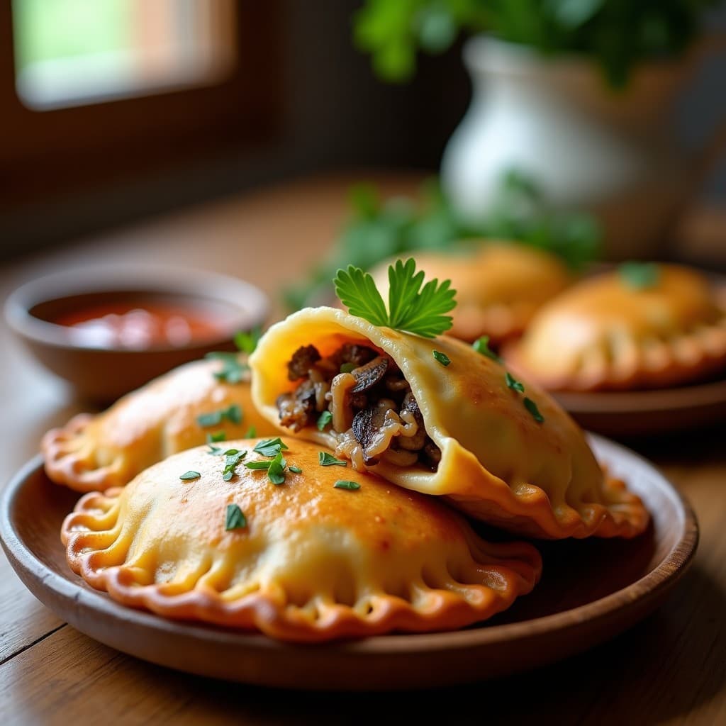 Empanadas de Yuca Rellenas de Hongos Portobello y Cebolla Caramelizada: Receta Colombiana en Airfryer