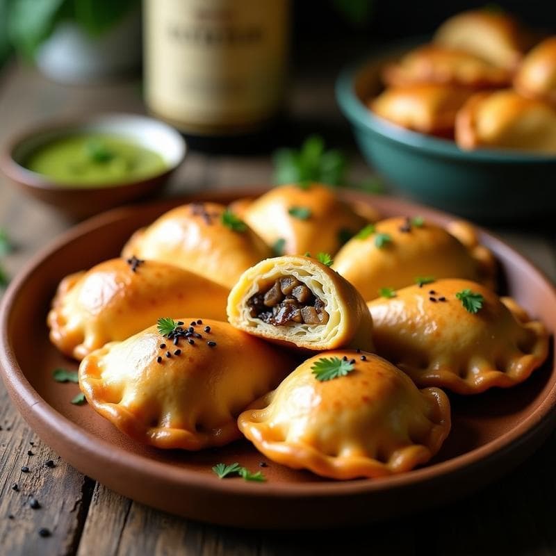 Empanadas de Masa de Yuca Rellena de Hongos Shiiitake y Queso de Castaña: Receta Brasileira en Airfryer