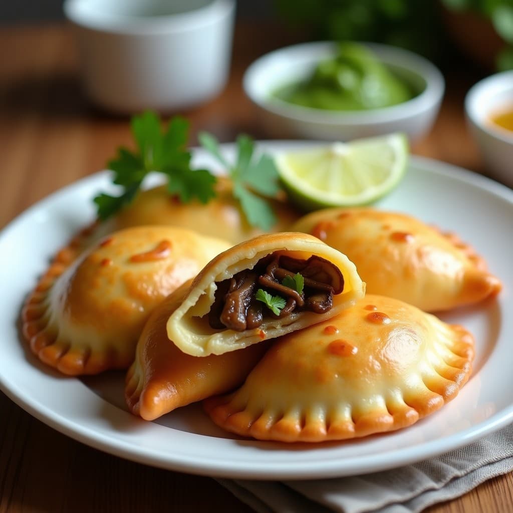 Empanadas de Yuca y Hongos Shimeji: Receta Sin Gluten y Keto con Salsa de Cilantro