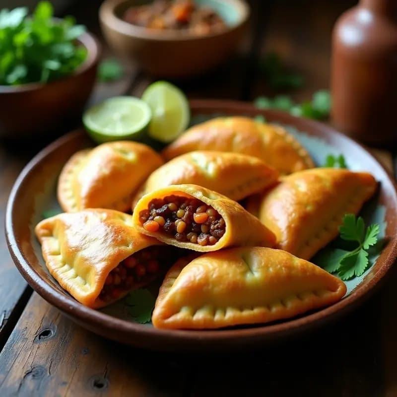 Empanadas de Masa de Yuca Rellenas de Picadillo de Lentillas y Pasas: Receta Venezolana Vegana