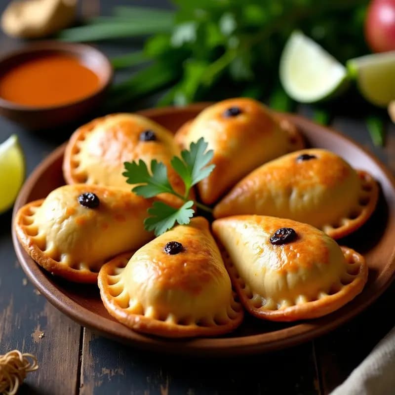 Empanadas de Yuca con Relleno de Pollo al Curry y Pasas: Receta Caribeña Sin Harina