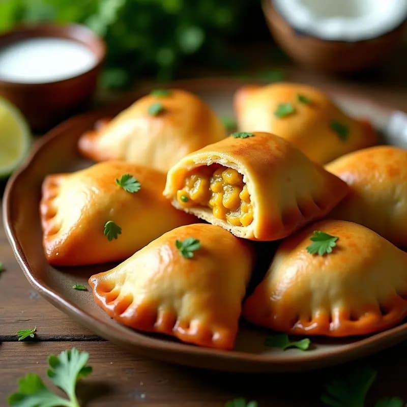 Empanadas de Yuca Rellenas de Pollo al Curry: Receta Brasileña Sin Harina Tradicional