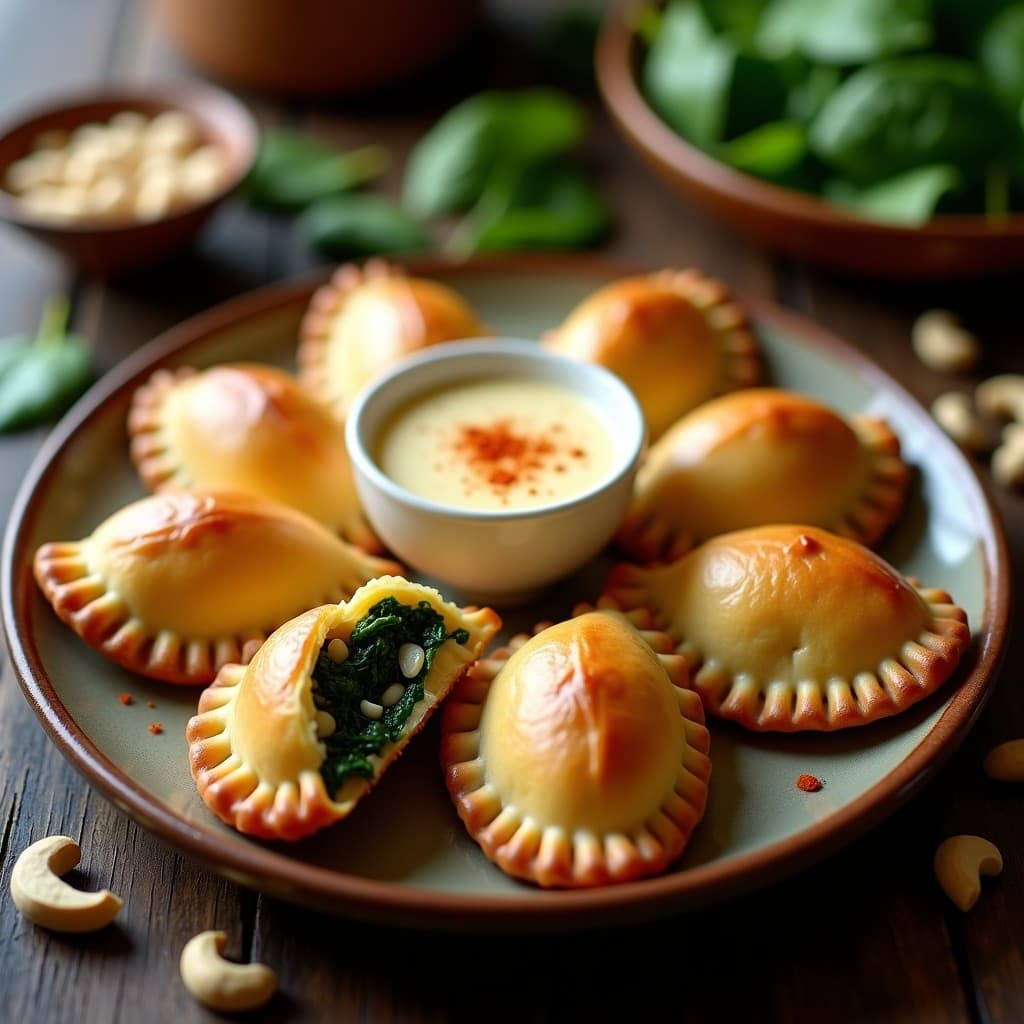 Empanadas de Yucca y Espinacas con Queso de Anacardos: Receta Colombiana Sin Gluten en Horno