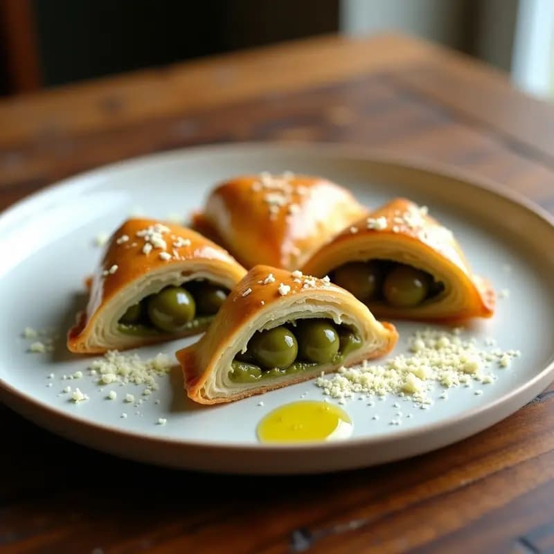 Empanadillas de Gastronomía Molecular de Aceituna y Parmesano: Tapa Española en Esferificación