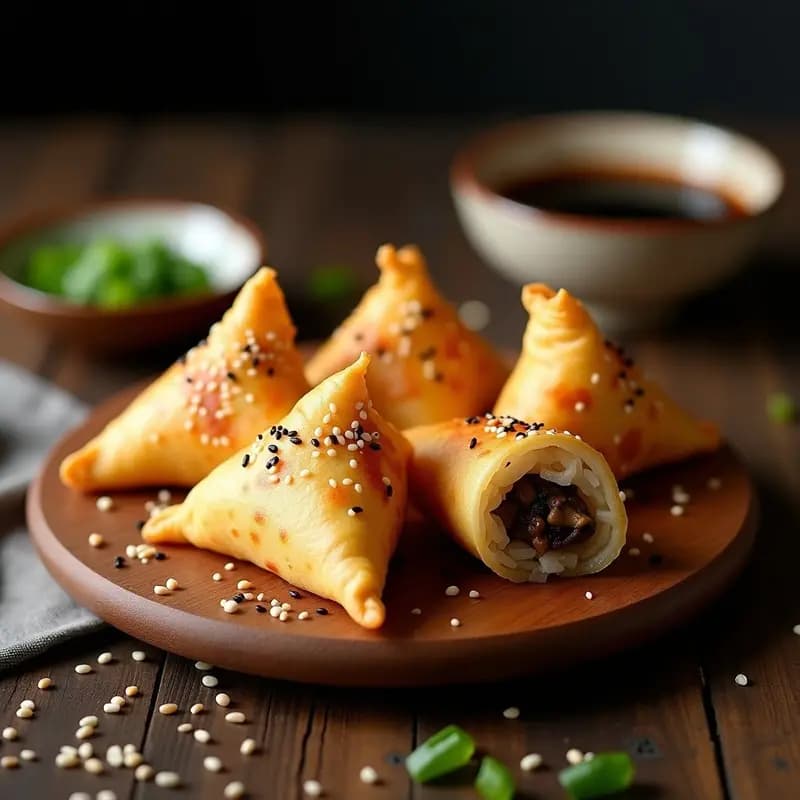 Empanadillas de Algas Nori con Relleno de Arroz y Champiñones: Snack Japonés en Airfryer