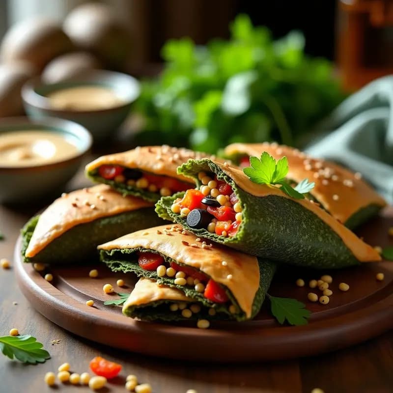 Empanadillas de Masa de Algas con Relleno de Quinoa y Pimientos Asados: Snack Marino