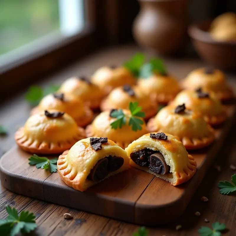 Empanadillas de Harina de Almendra y Trufa Negra con Relleno de Setas: Aperitivo Francés Gourmet