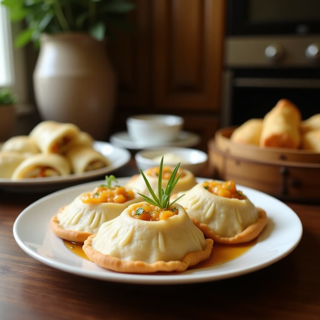 Empanadillas de Masa de Arroz con Relleno de Pollo al Vapor y Bambú: Receta China en Airfryer