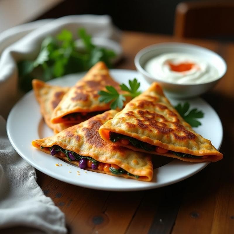 Empanadillas de batata morada y espinacas: Receta vegana en airfryer con masa de garbanzo