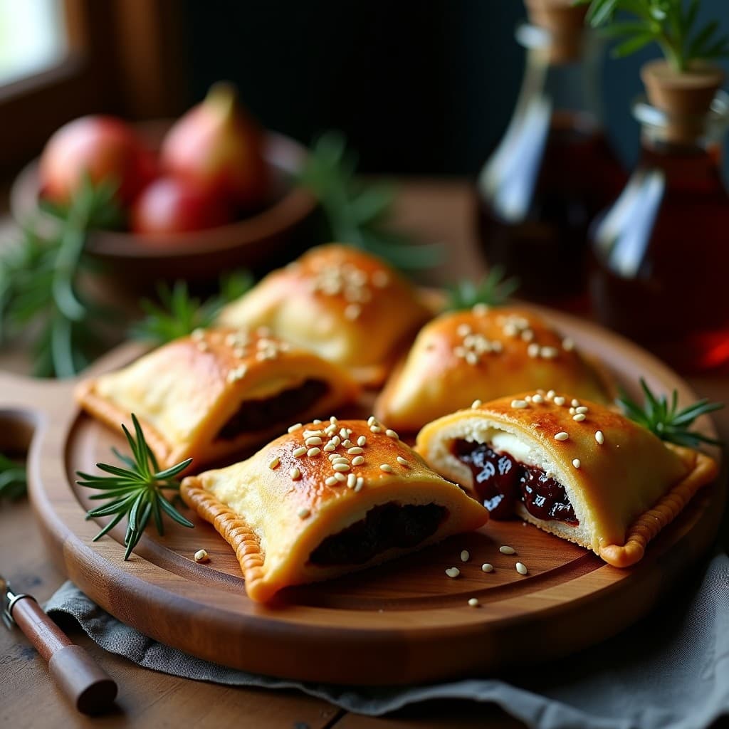 Empanadillas de Masa de Berenjena con Relleno de Queso de Cabra y Mermelada de Higo: Receta Italiana Gourmet