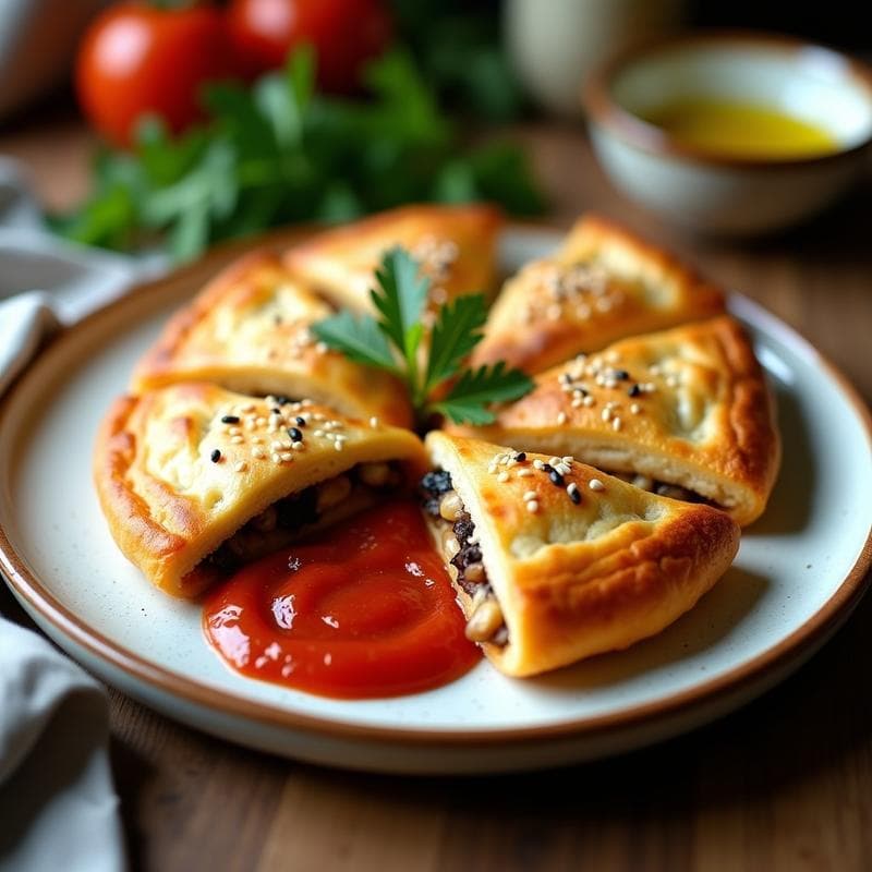 Empanadillas de Berenjena y Queso Feta con Salsa de Tomate Casera: Receta Griega en Airfryer