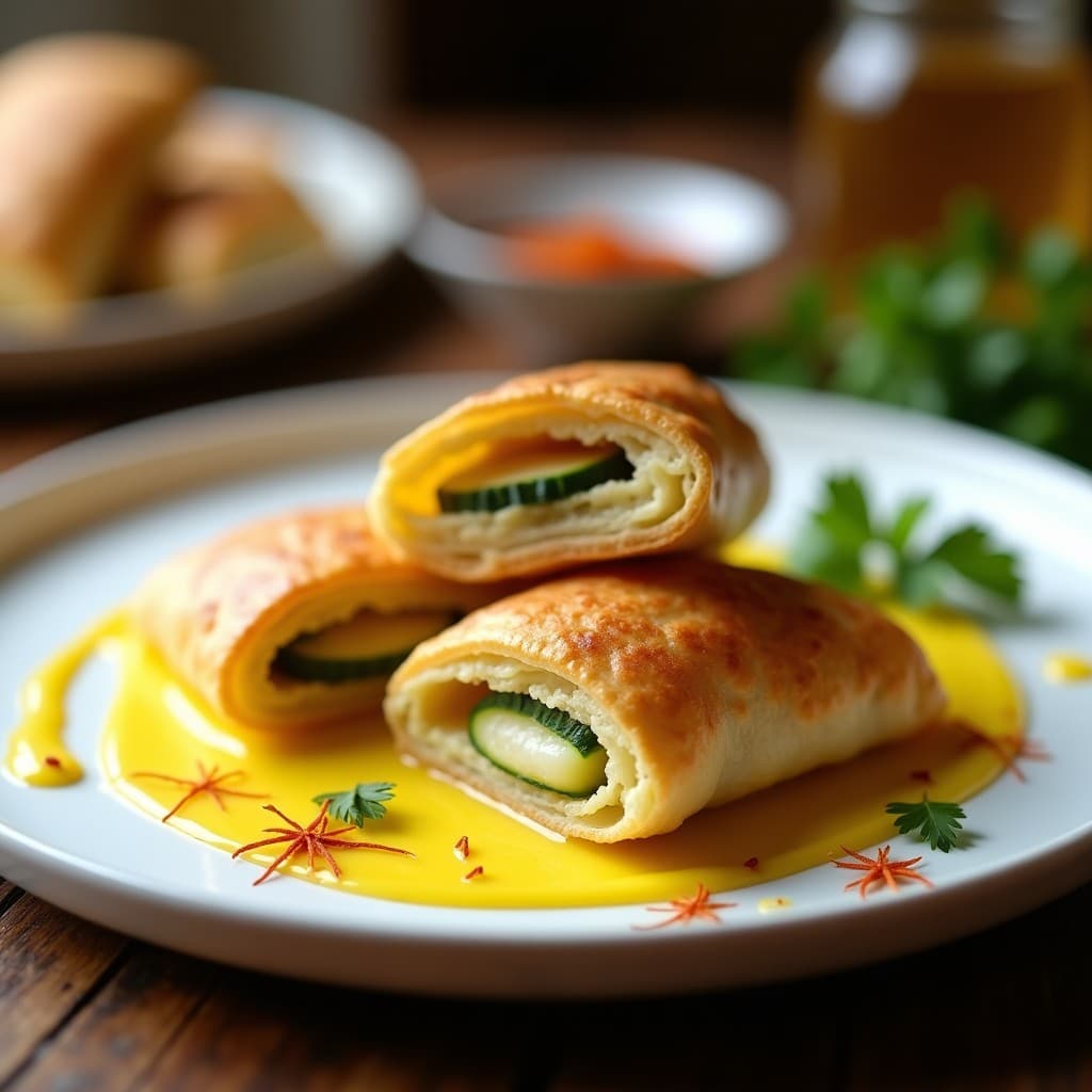 Empanadillas de Calabacín y Merluza con Salsa de Azafrán: Receta en Olla Exprés con Toque Español
