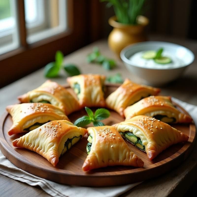 Empanadillas de Calabacín y Queso de Cabra con Envoltura de masa Filo: Receta Griega Ligera