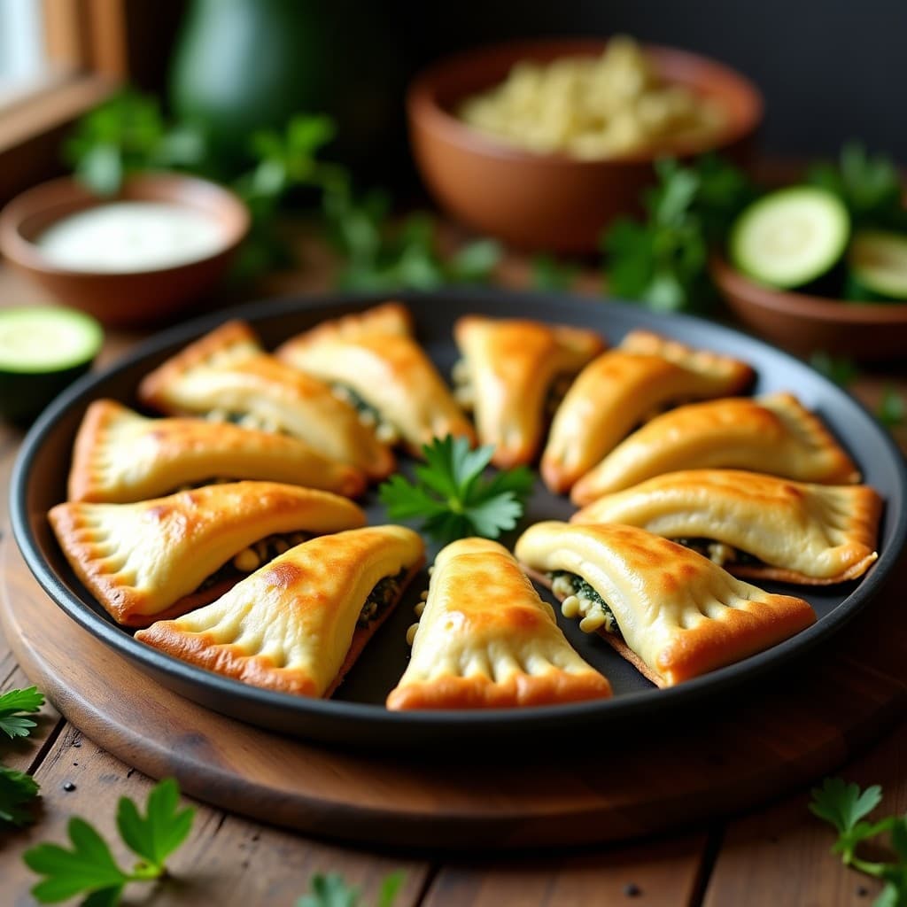 Empanadillas de Masa de Calabacín con Relleno de Berenjena y Queso de Cáscara: Receta Española Sin Gluten y Vegana
