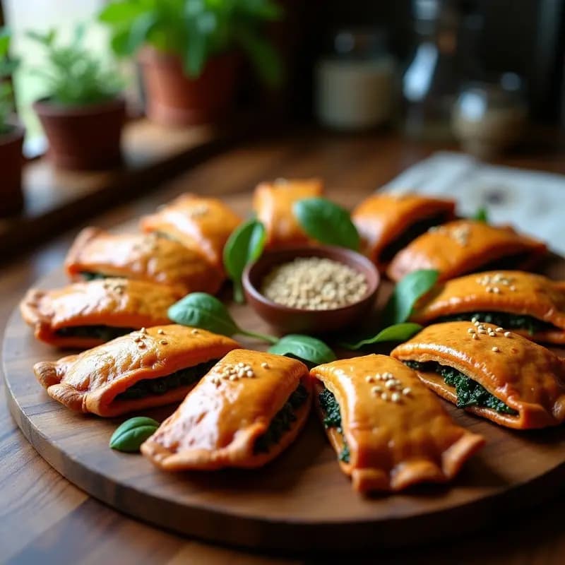 Empanadillas de Masa de Camote con Relleno de Espinacas y Pasas: Aperitivo Dulce-Salado