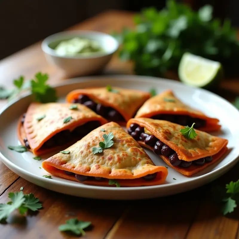 Empanadillas de Masa de Camote Morado con Relleno de Frijoles Negros y Queso Vegano: Receta Mexicana en Airfryer