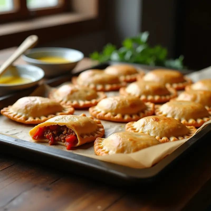 Empanadillas de carne picada y pimiento asado: Receta Casera para Fiambre