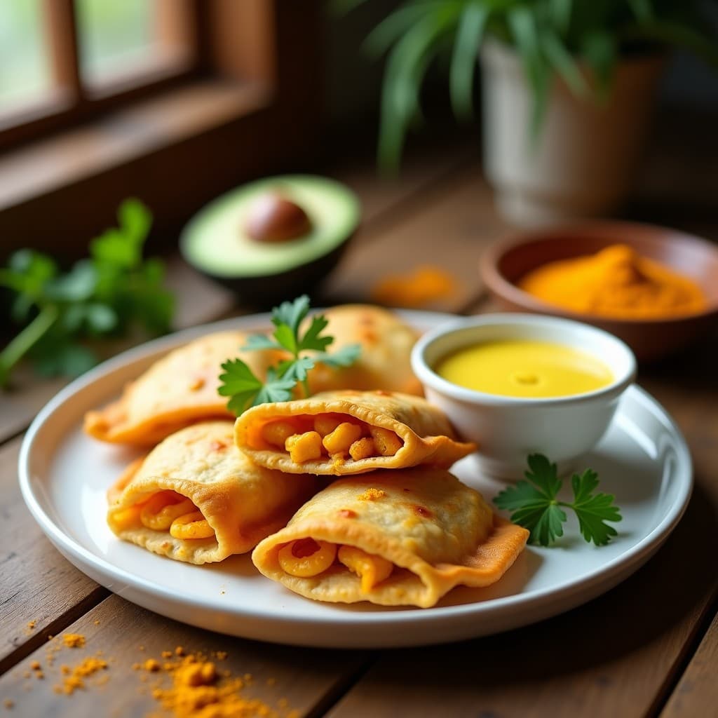 Empanadillas de Masa de Coliflor con Relleno de Gambas y Cúrcuma: Receta Sin Gluten en Airfryer