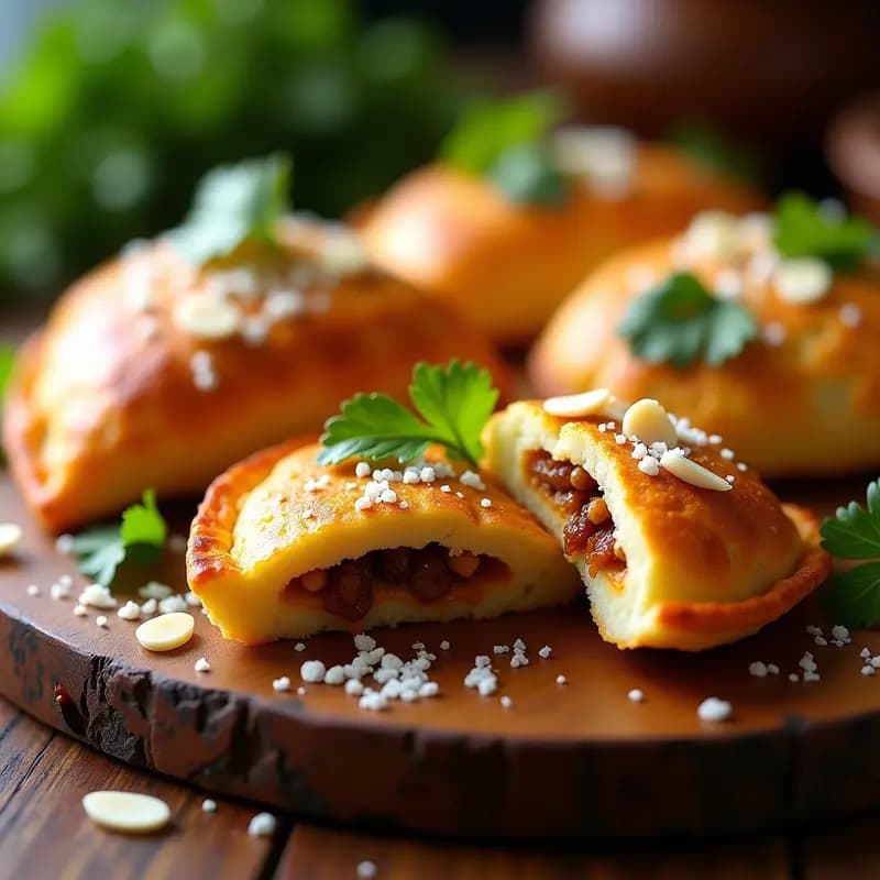 Empanadillas de Masa de Coliflor Rellena de Pollo al Curry y Pasas: Snack Proteico y Dulce-Salado